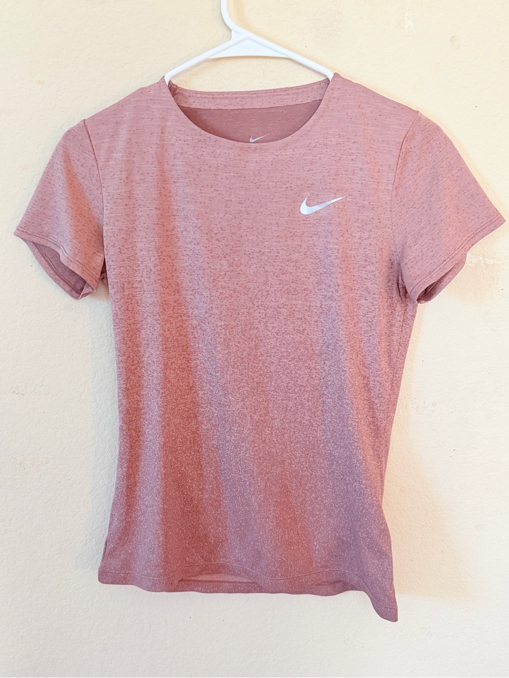 Nike Heathered Pink Short-Sleeve Performance Tee with White Swoosh